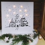 Lampenbrett Winterdorf beleuchtet